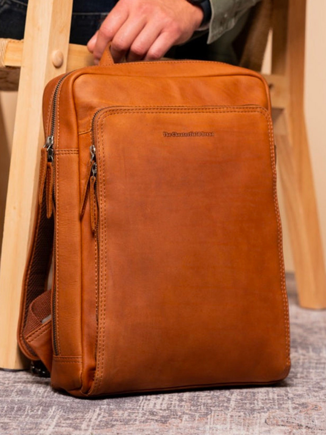 Kožený business batoh na notebook The Chesterfield Brand Lincoln – koňak